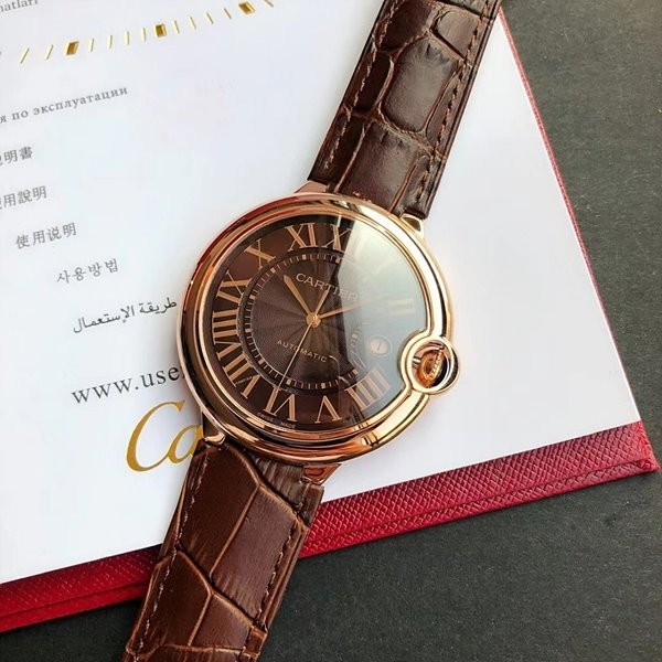 까르띠에 발롱블루 브라운다이얼 금통 가죽밴드 42mm 상품 이미지 1