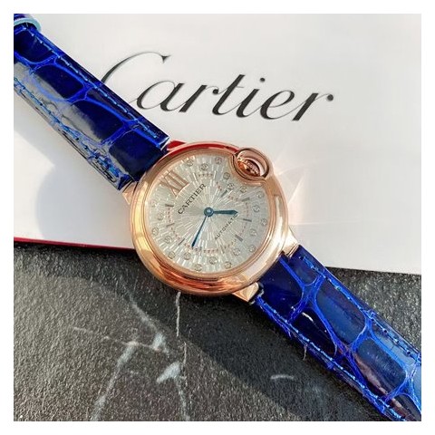 까르띠에 발롱블루 금통 다이아 가죽밴드 36mm