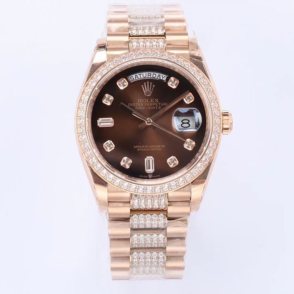 롤렉스 데이데이트 금통 초코판 다이아셋팅 바게뜨 36mm 상품 이미지 1